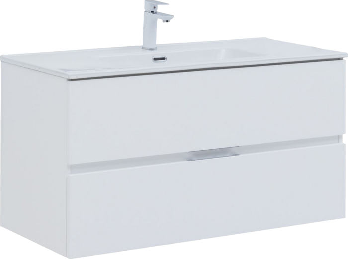 Тумба под раковину Aquanet Алвита 100 подвесная белая матовая 2 ящика
