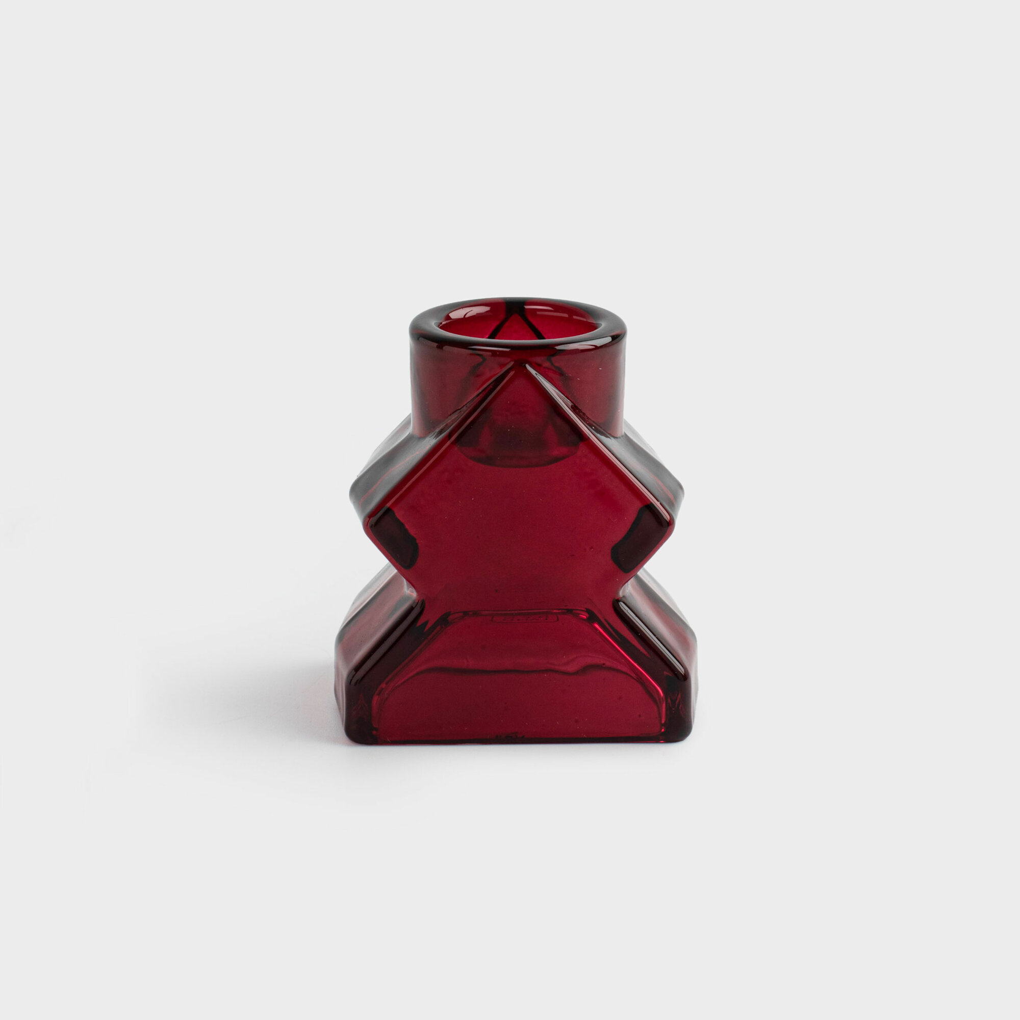 Подсвечник 6 см для тонкой свечи стекло красный Елка Fir shape