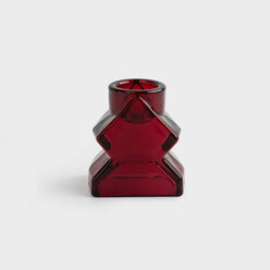 Подсвечник, 6 см, для тонкой свечи, стекло, красный, Елка, Fir shape