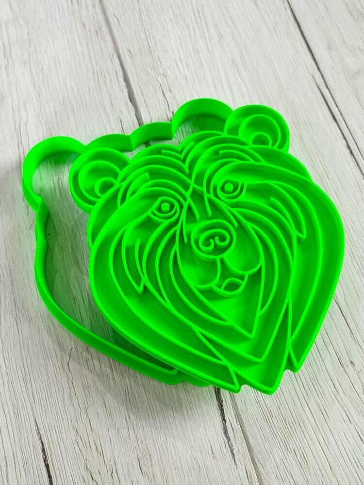 Брутальный Медведь - штамп и вырубка для выпечки печенья 14 см