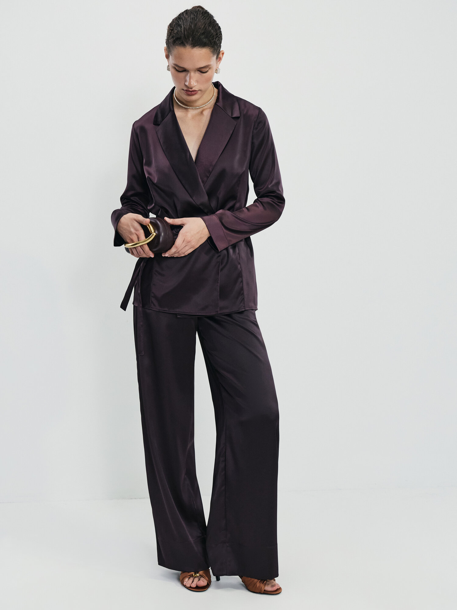 Брюки Zarina, размер 3XL (RU 54), бордовый