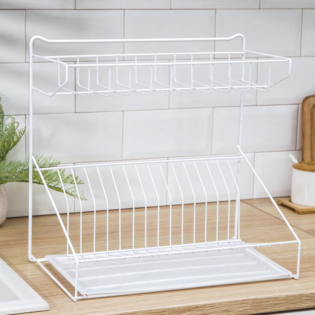 Сушилка для посуды универсальная с поддоном, белая, 38,5х38,5х24 см