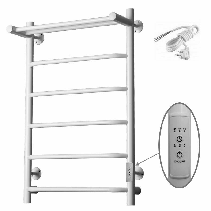 Электрический полотенцесушитель Тругор Пэк сп 6 П 80х40 ВГП с полкой цвет Белый