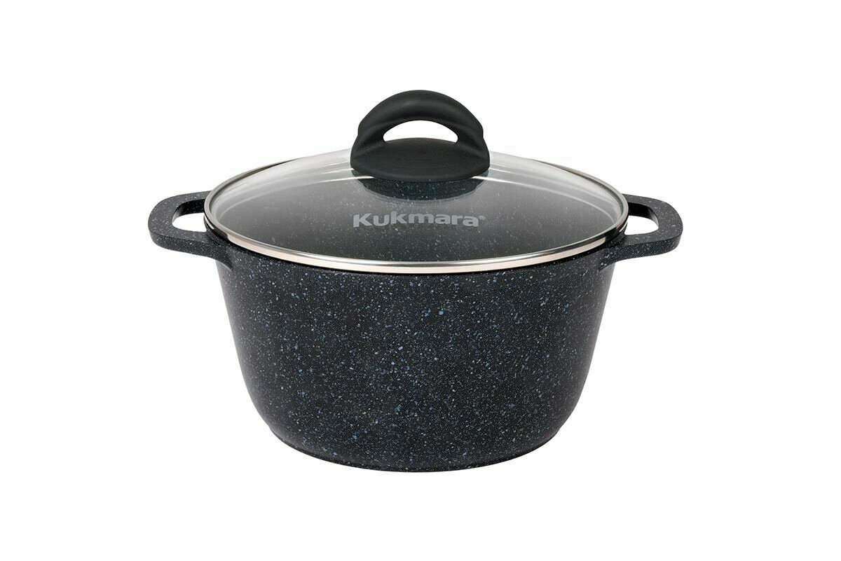 Кастрюля 3,5л со стеклянной крышкой, АП линия "Granit" (black) — фото 1