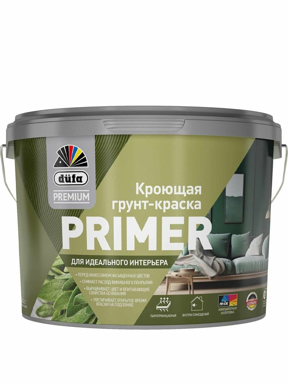 Грунт-краска кроющая универсальная Dufa Premium Primer белая 9 л