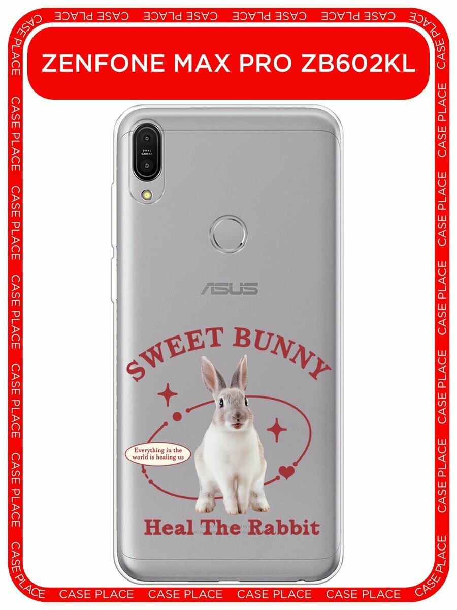 Чехол на Asus ZenFone Max Pro ZB602KL / Асус Зенфон Макс Про ZB602KL с принтом "Heal the rabbit", прозрачный