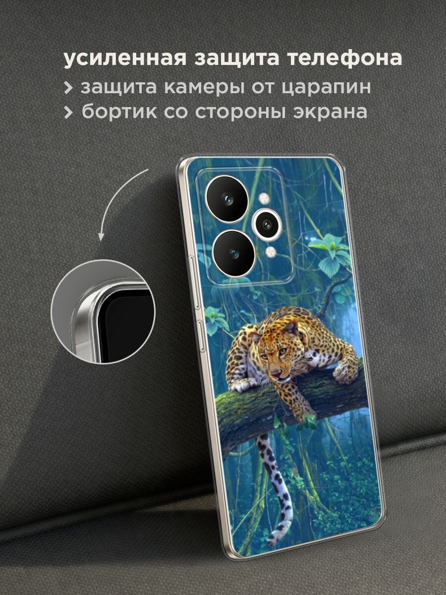 Силиконовый чехол на Realme 15 / Реалми 15 с принтом "Леопард охотник" — фото 1