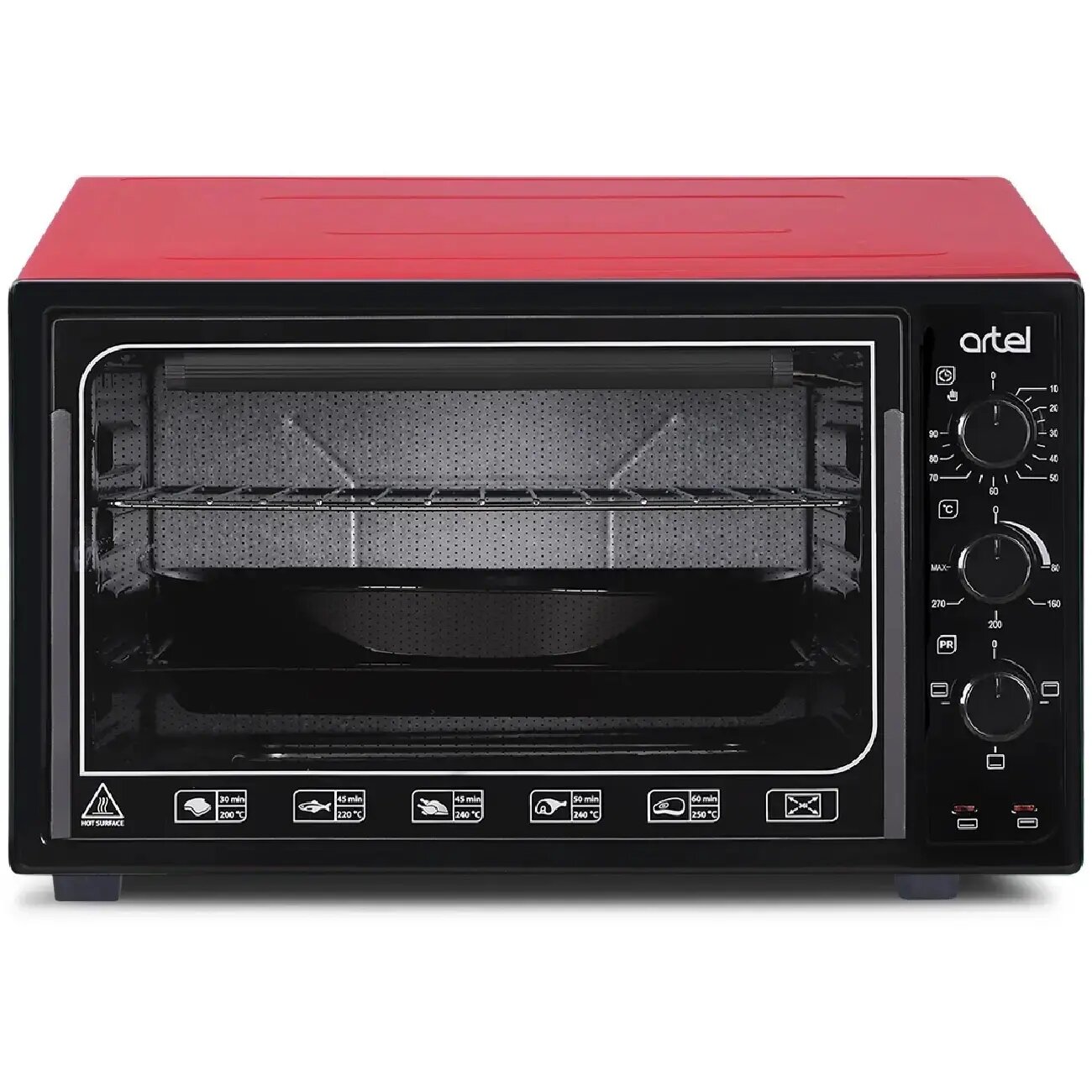 Мини-печь Artel MD 3618 E Red, Вес: 12 кг, Внутренняя подсветка: Отсутствует, Высота: 30 см