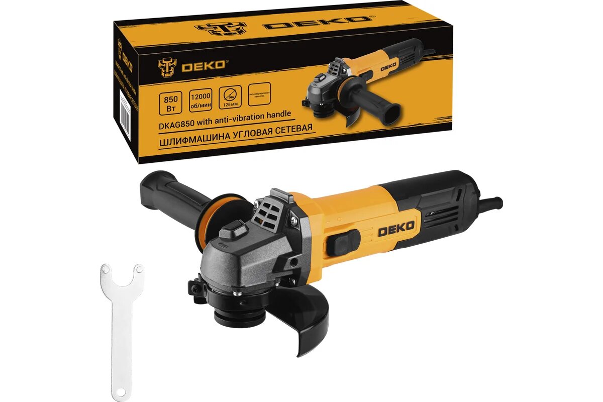 Углошлифовальная машина DEKO УШМ DKAG850 125мм 850 Вт c антивибрационной рукояткой 085-1007