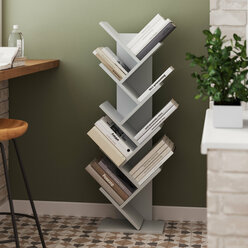 Стеллаж Граникум "Агния" напольный, стильный дизайн, 8 секций, серый, ЛДСП