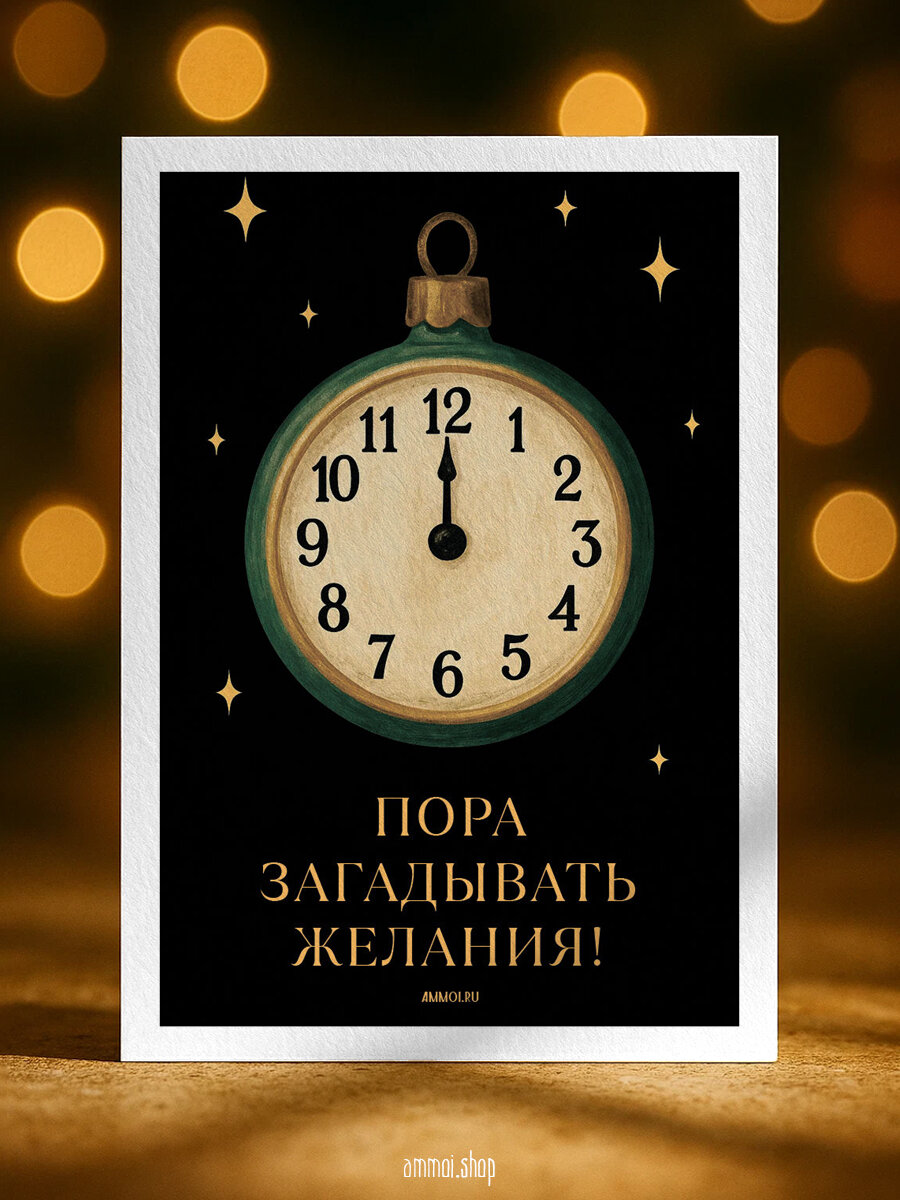 Коллекционная открытка Am.moi «Пора загадывать желания!» – 14,8×10,5 см (А6) с конвертом, дизайнерская бумага 300 г/м²