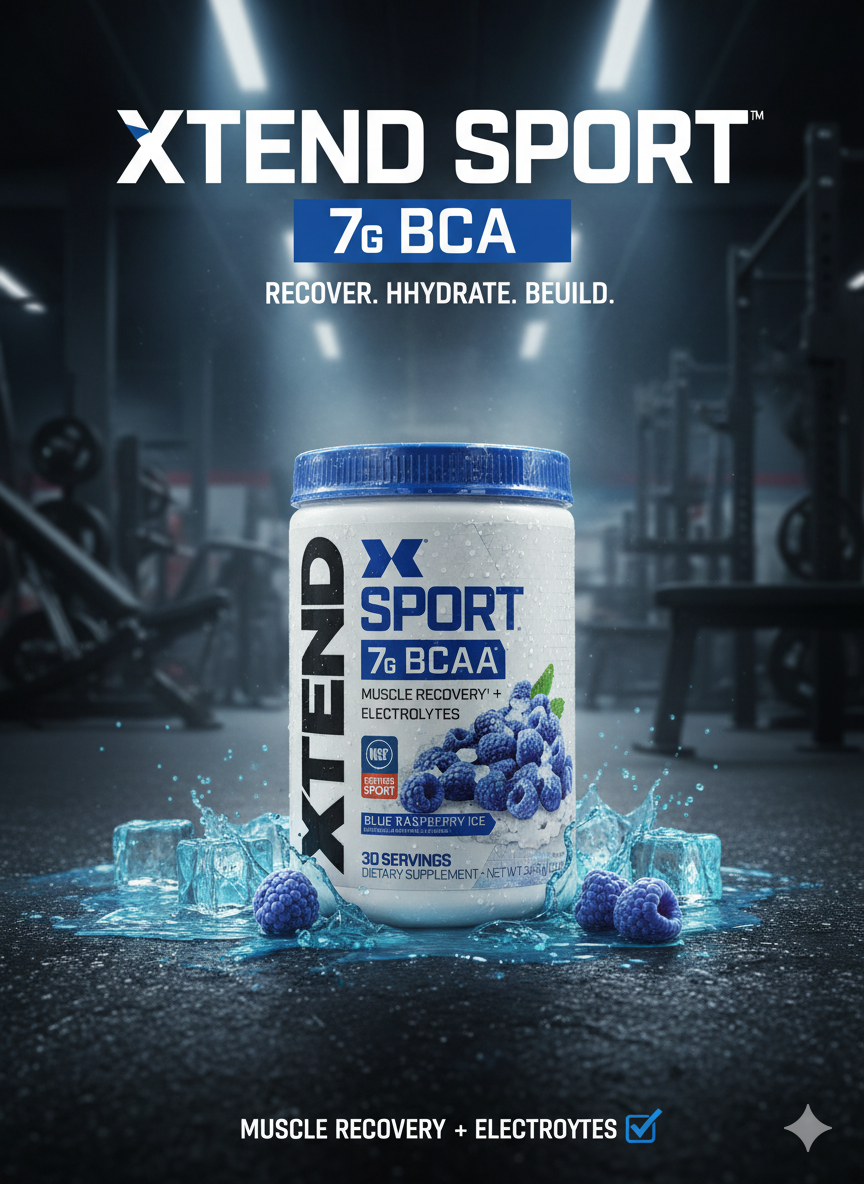 BCAA XTEND Sport 30 serv blueberry 345g г, порошок, синяя малина, для восстановления,