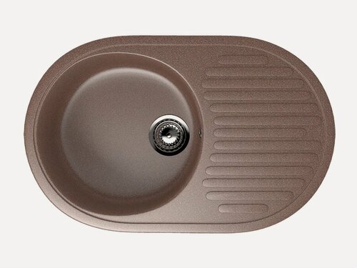 Изображение товара Мойка кухонная Ulgran U-107 -307 46x73, мойка для кухни, с крылом, овальная, коричневая, матовая