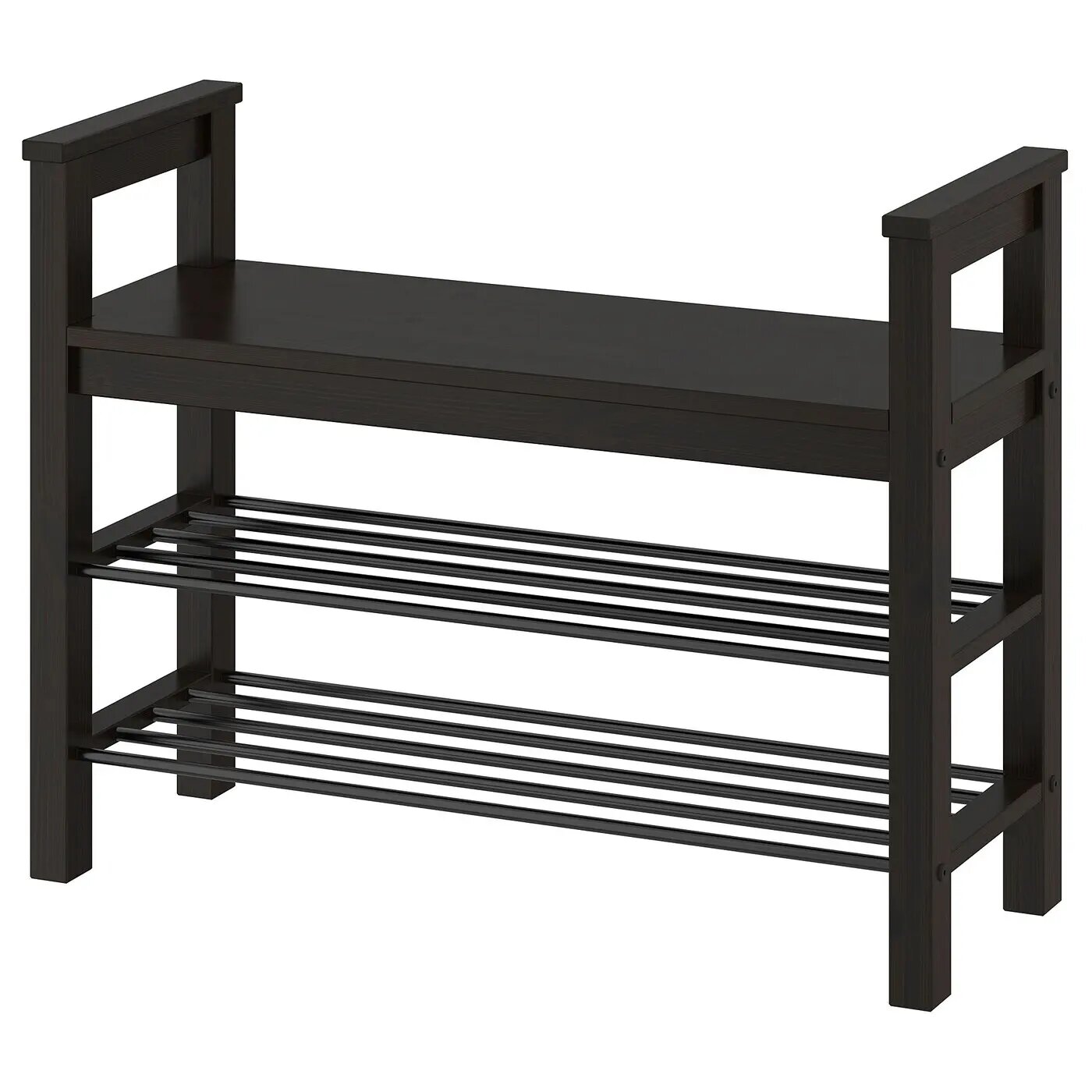 Скамья HEMNES с хранением обуви, черно-коричневая, 85x32x65 см