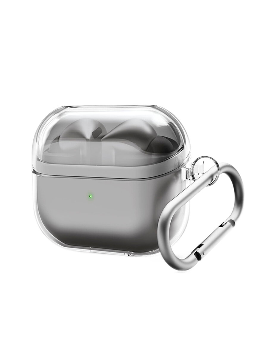 Силиконовый чехол для наушников Samsung Galaxy Buds 3 / buds 3 Pro с карабином прозрачный — фото 1
