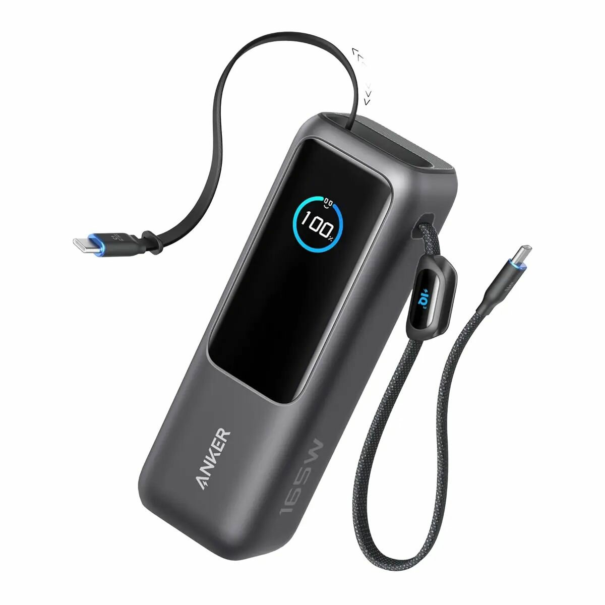 Портативное зарядное устройство Anker Zolo Power Bank 25000 мАч 165 Вт со встроенным и выдвижным кабелем USB C (A1695)