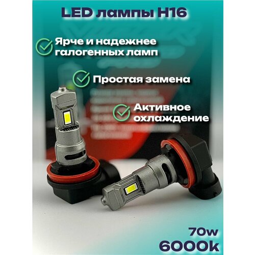 LED лампы H16 PRO для Smart Fortwo (2014-2025) 453 / купе / ПТФ / ЛЕД лампочки вместо галогенных Н16 2шт