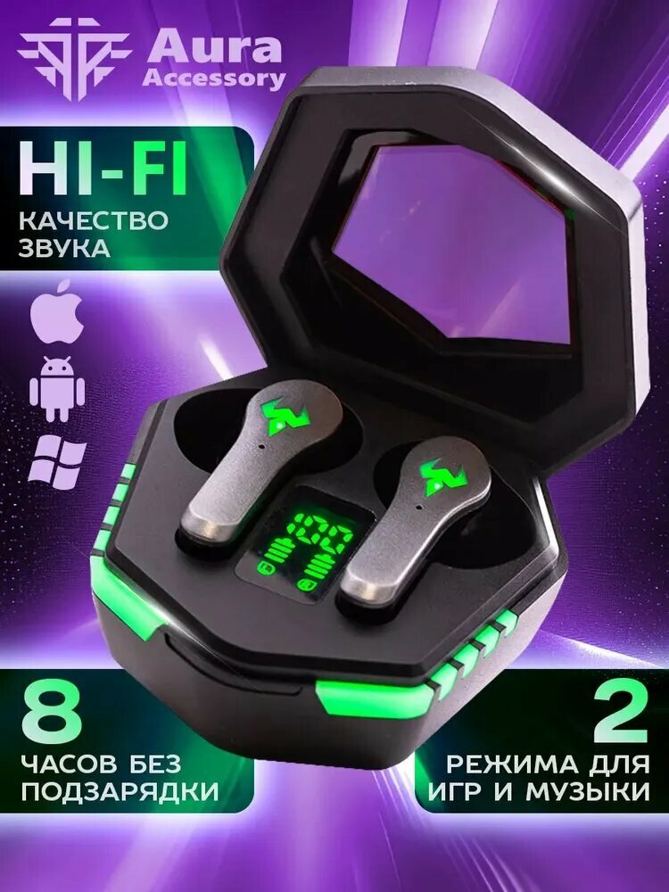 Наушники беспроводные TWS N35 для телефона с микрофоном Bluetooth с подсветкой, с зарядным кейсом, гарнитура