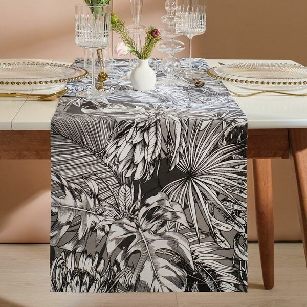 Дорожка Palm leaves 40х149 см 100% хлопок саржа 190 г/м2 цвет: белый