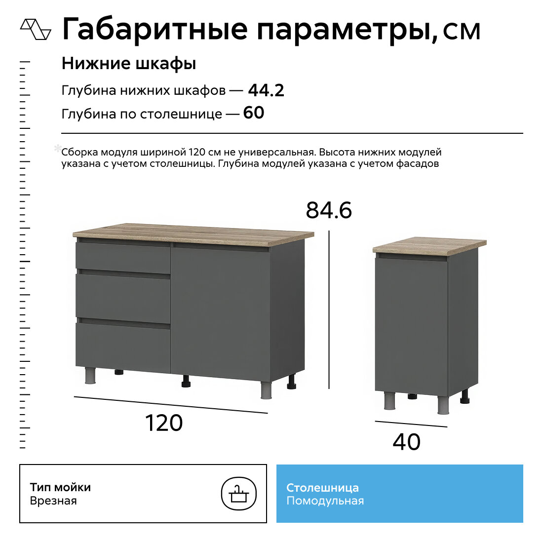 Кухонный гарнитур прямой Нонтон Эккервуд 1.6 м графит серый — фото 1