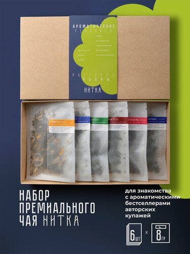 Изображение товара Подарочный набор Ароматические узоры ассорти премиального чая Нитка
