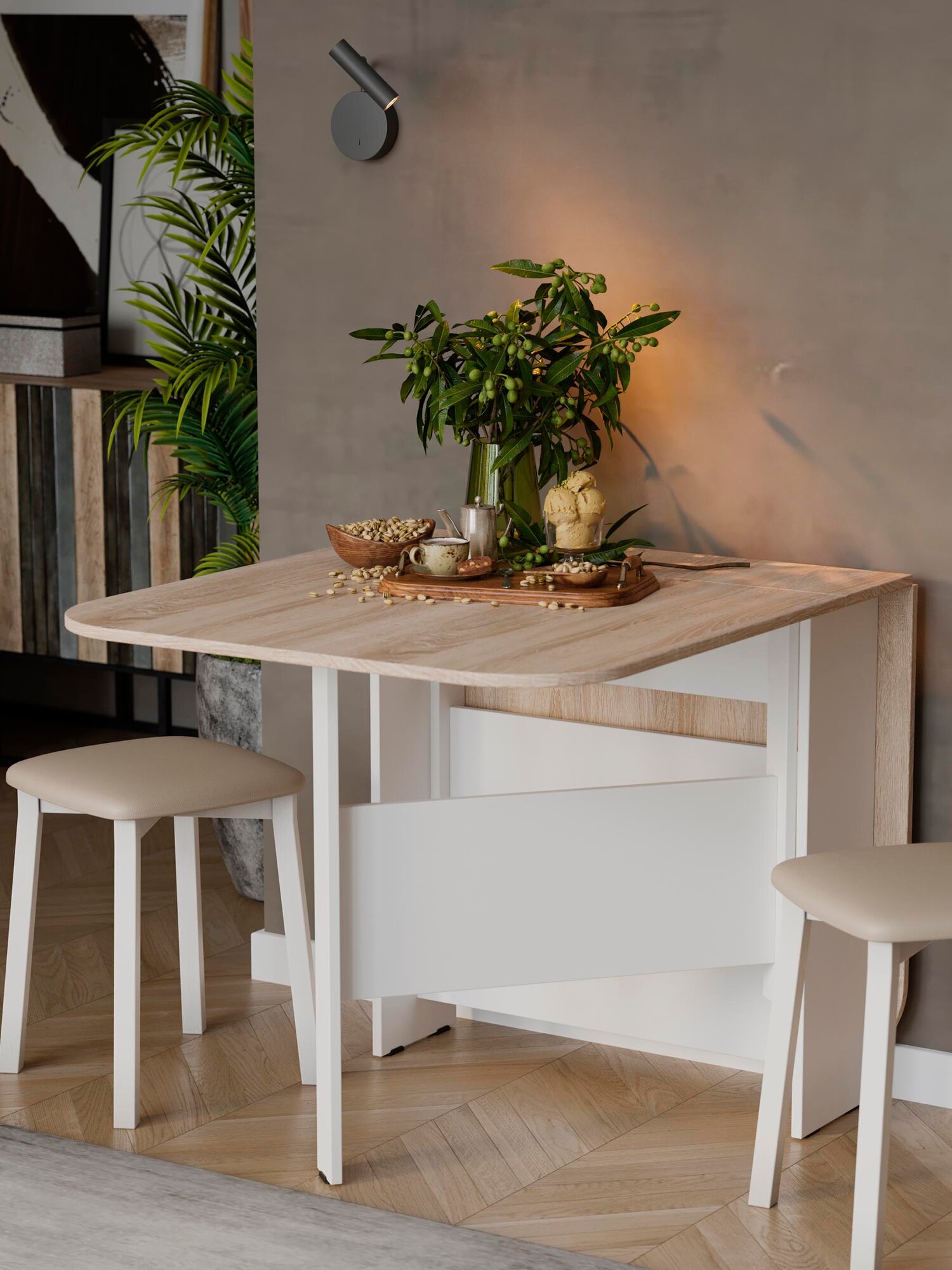 Стол-книжка ТриЯ Т1, ЛДСП, белый/дуб, универсальный, современный стиль