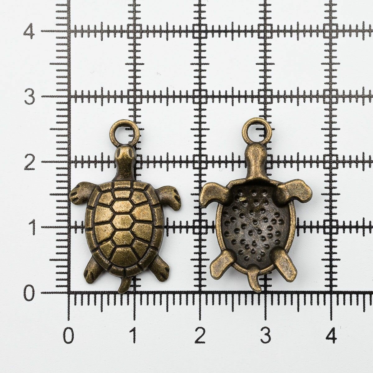 Подвеска для украшений Черепашка, 2 шт, 2,6*1,7*0,2 см, металлическая, Astra&Craft — фото 1