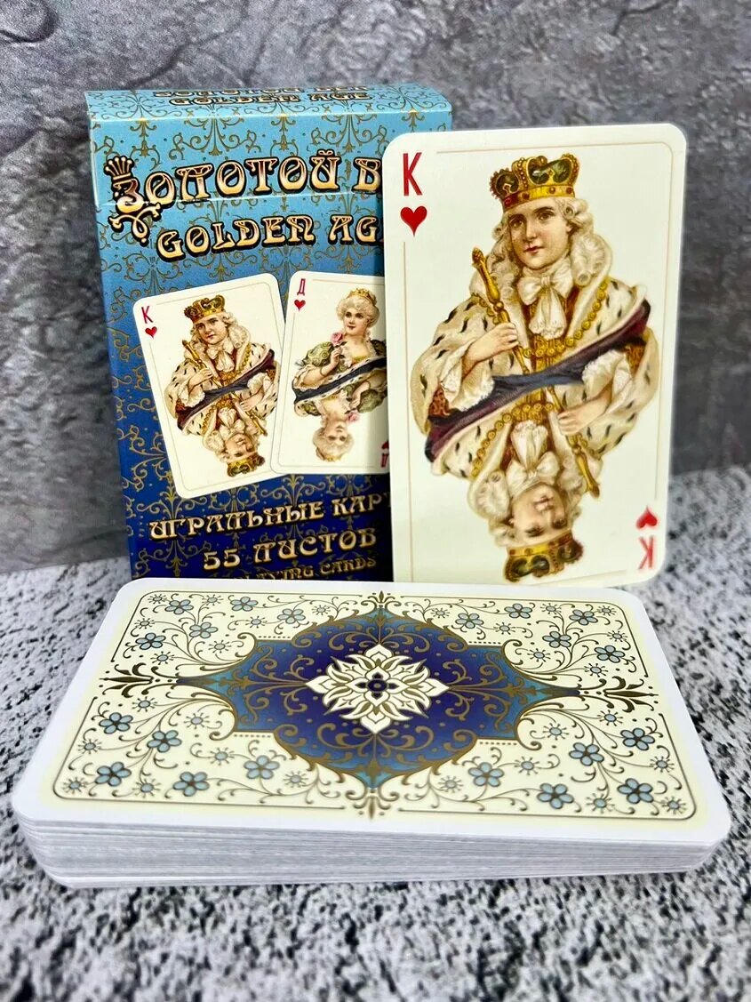Карты игральные Piatnik "Золотой век" рубашка голубая, 54 карты