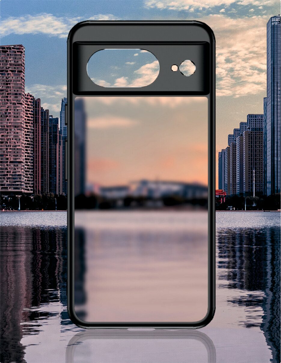 Чехол для Google Pixel 8 черный с прозрачной матовой задней панелью WLONS — фото 1