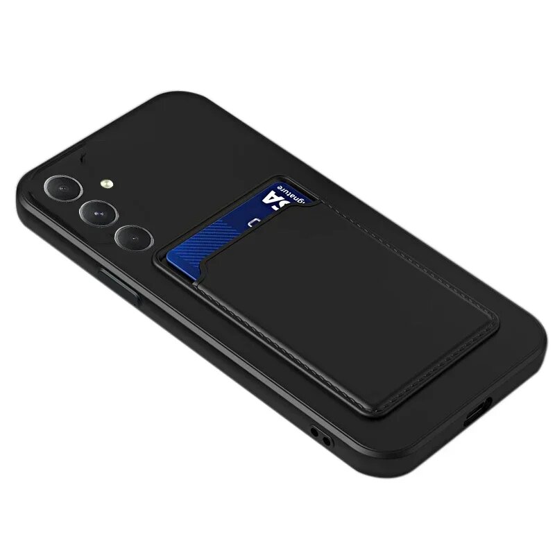 Чехол Skinlee для Samsung Galaxy M35 M55 5G с кошельком для карт, силиконовый противоударный мягкий чехол для телефона Samsung Galaxy M15 4G/5G, Черный, Samsung M55 5G