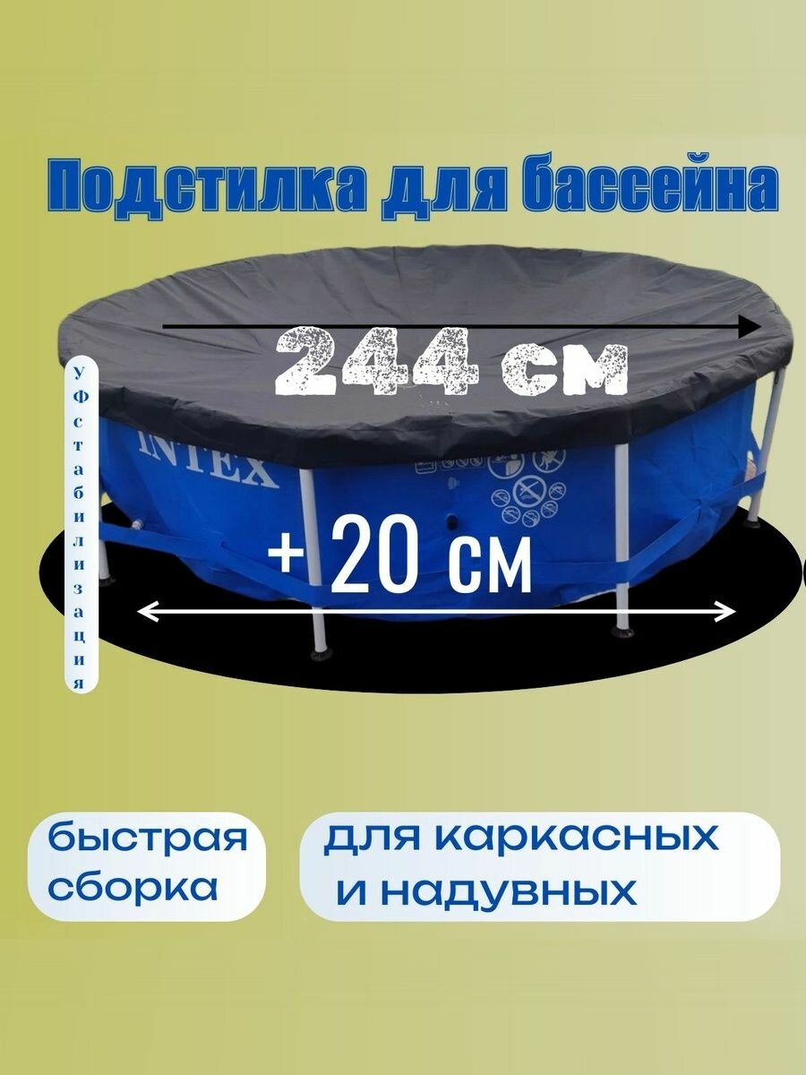 Подстилка для бассейна 244 +20см, подложка для бассейна покрывало