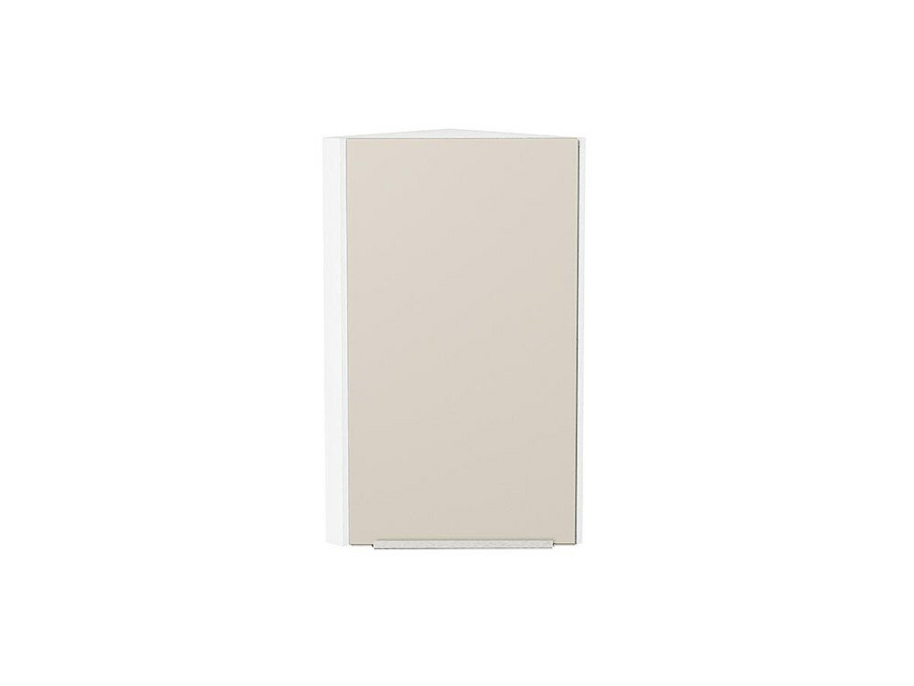 VVT Шкаф верхний торцевой Фьюжн Белый, Cream Silk, 720 В*Ш*Г 716*300*306, фасад МДФ Cream Silk, корпус Белый Cream Silk
