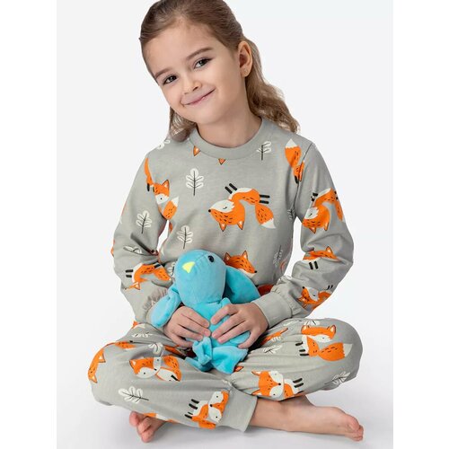 фото Пижама happyfox для девочек, размер 116, серый