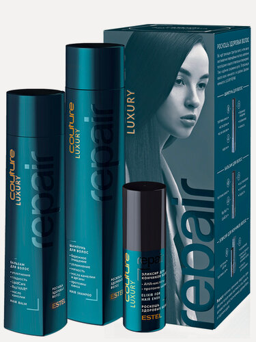Изображение товара Набор для поврежденных волос ESTEL PROFESSIONAL Haute Couture Luxury Repair: шампунь, бальзам и эликсир, 300+250+50 мл