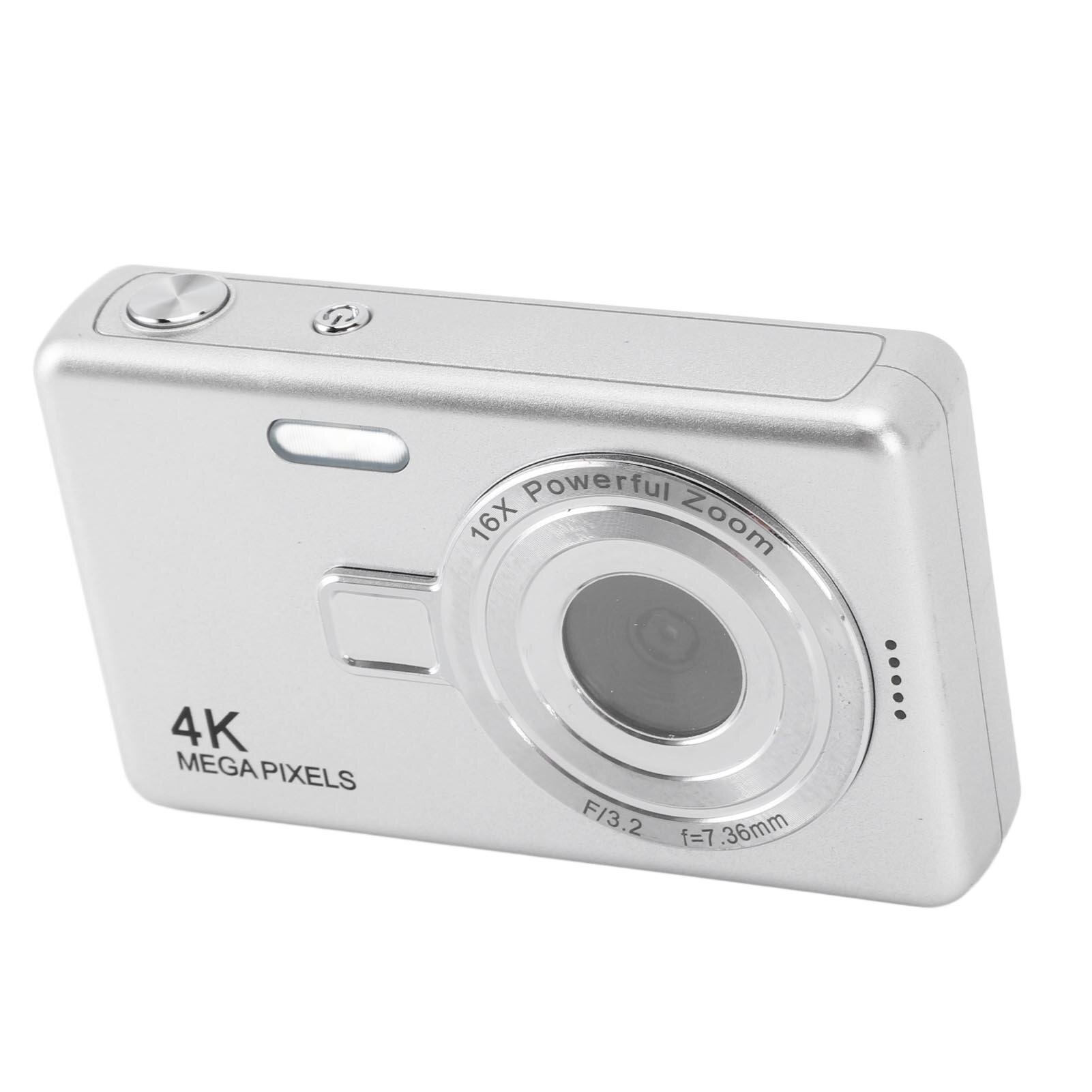 Цифровая камера 12MP 1080P с экраном TFT 2.4 дюйма, 16-кратным зумом и автофокусом, карманная цифровая камера для студенческого видеоблога, серебристая — фото 1