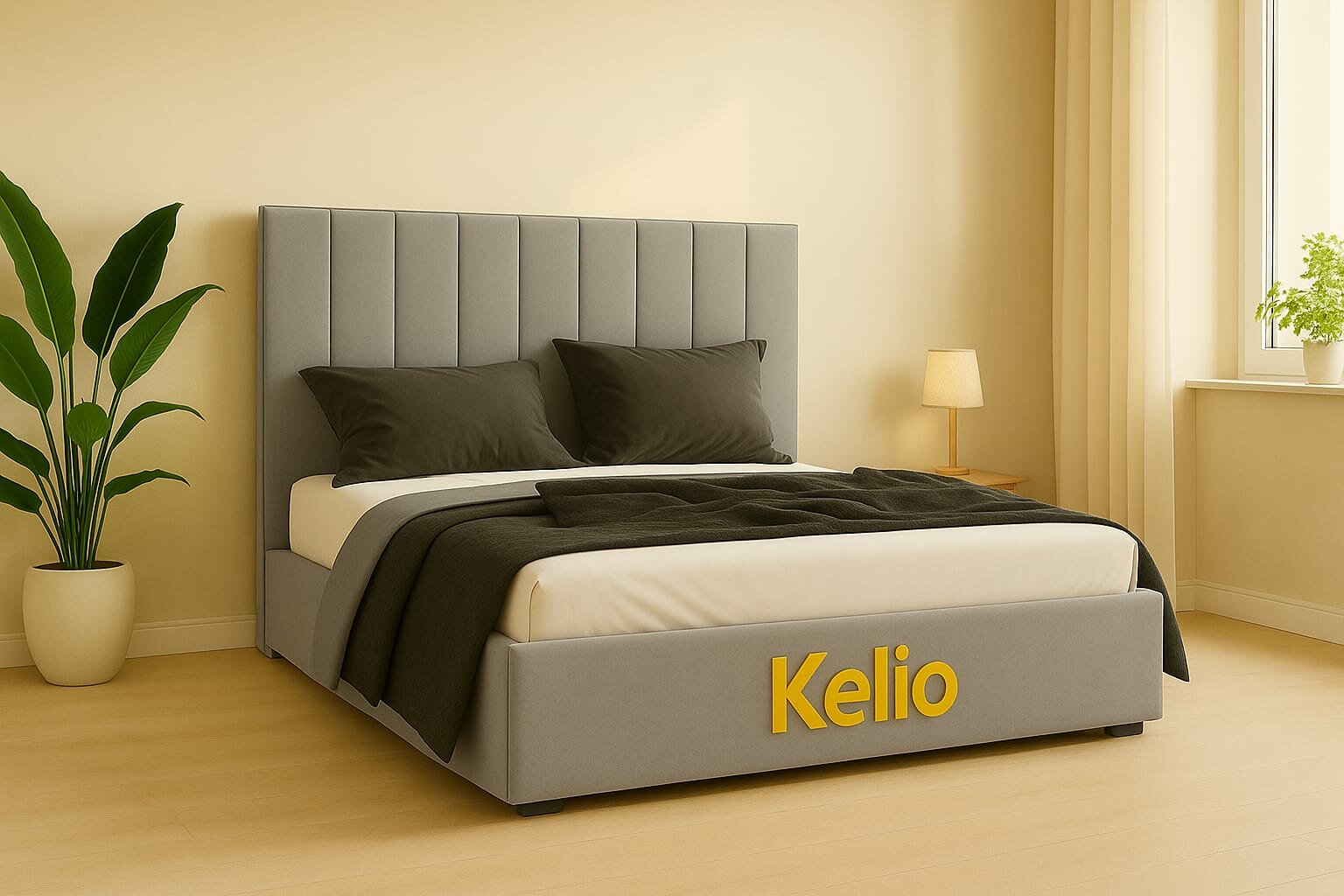 Кровать двуспальная 120х200 с подъемным механизмом, ортопедическим основанием, ящиками для белья, Ketty, серый