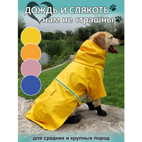 Дождевик Rexy crew со светоотражающими лентами, одежда для собак средних и крупных пород , цвет желтый, размер 2XL