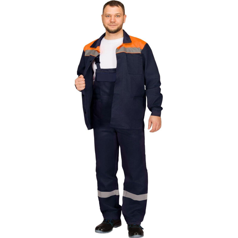 Костюм рабочий летний муж. л16-КПК с СОП син/оранж (р.60-62) 170-176