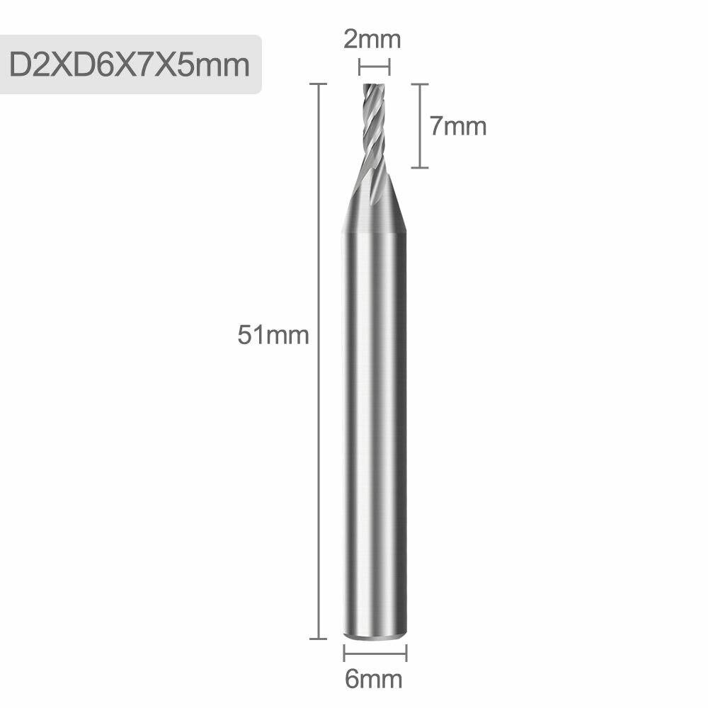 Фреза спиральная четырехзаходная XCAN 2х6х7х51 мм — фото 1