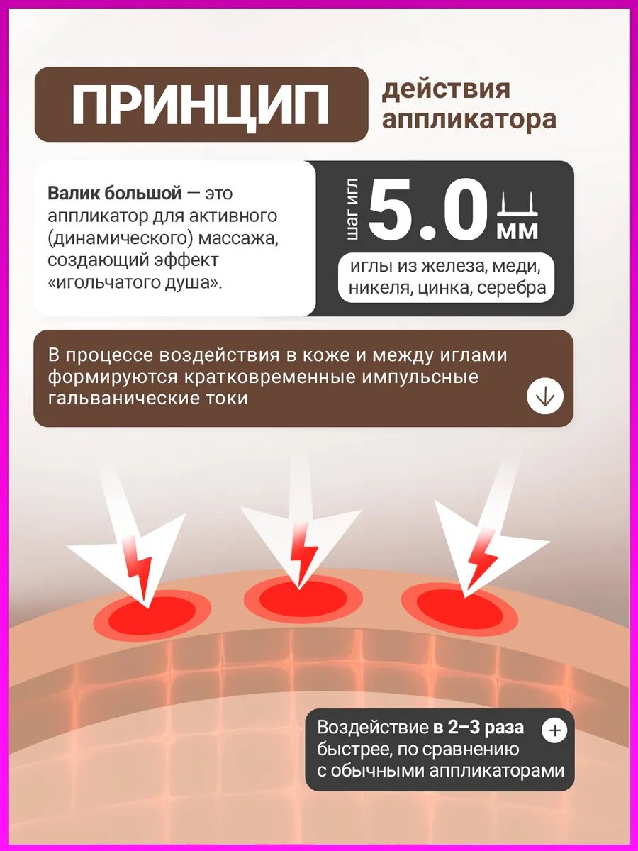 Аппликатор ляпко для спины Большой роллер для массажа тел, коричневый — фото 1