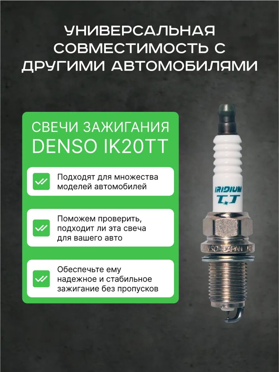Cвечи зажигания иридиевые Денсо Denso Iridium TT IK20TT 4 шт — фото 1