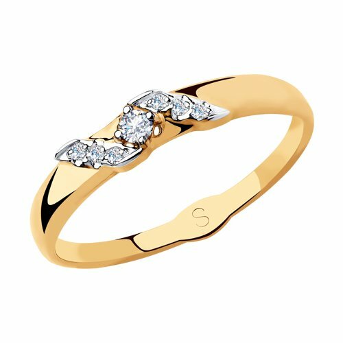 Кольцо, золото, 585 проба, фианит