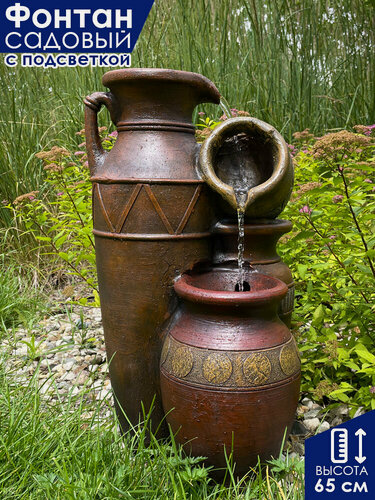 Изображение товара Фонтан садовый декоративный уличный Waterfall Brocche высота 65 см / Фонтанчик с подсветкой