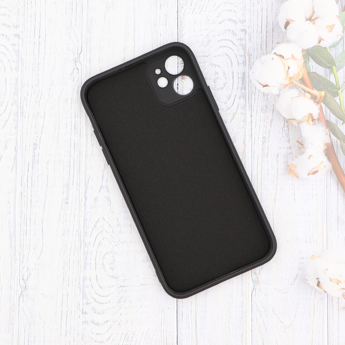 Чехол силиконовый для iPhone 11 (6.1), с микрофиброй внутри, с защитой камеры, X-CASE, черный — фото 1