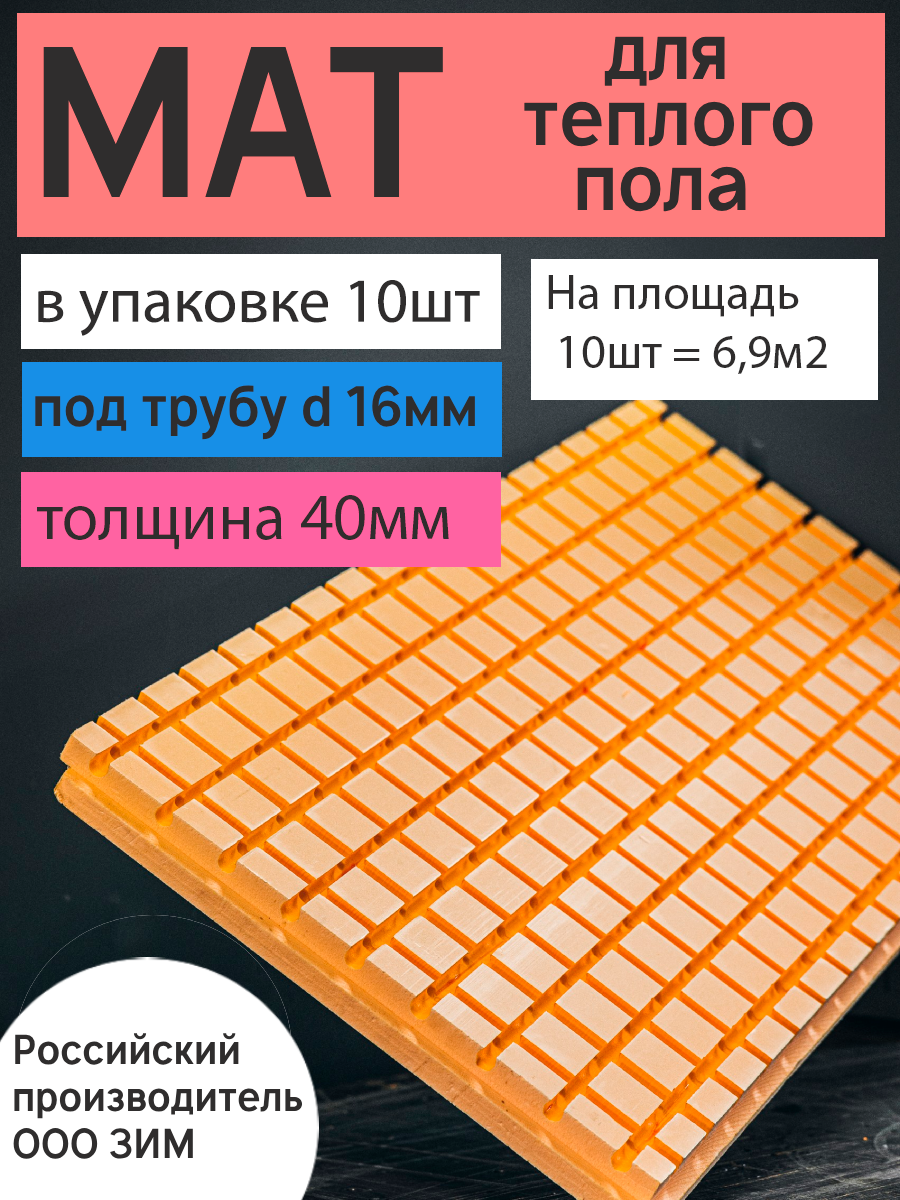 Маты пеноплекс утеплитель для теплого пола теплоизоляция 40мм 10шт