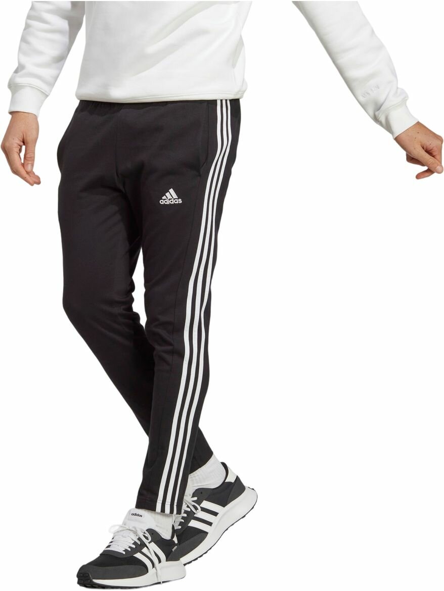 Брюки спортивные adidas Essentials Single Jersey Tapered Open Hem 3-Stripes Pants, размер 2XL, черный
