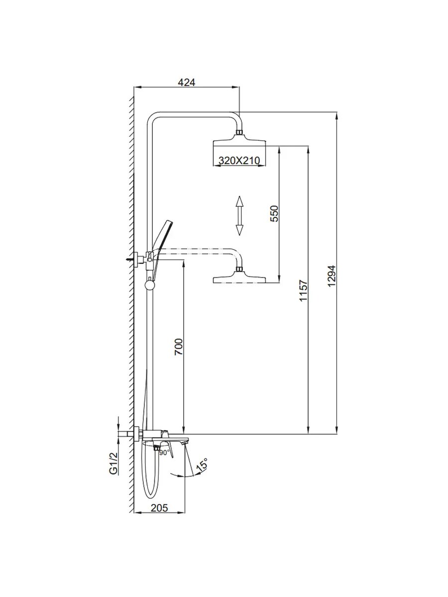 Душевая система с тропическим душем Frap F2487-9 — фото 1