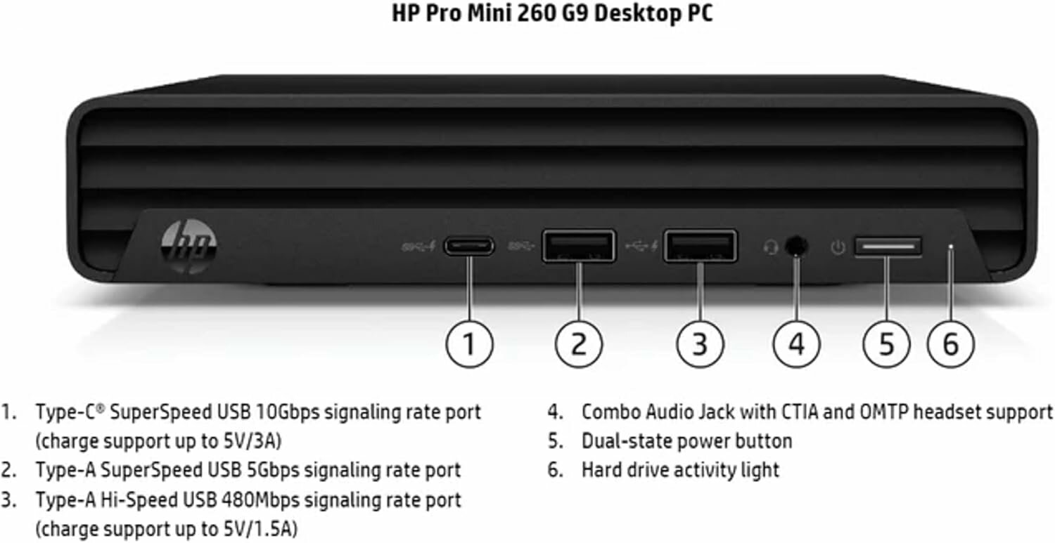 Мини-ПК HP 260 G9, Intel Core i3, 8ГБ оперативной памяти, 256ГБ SSD