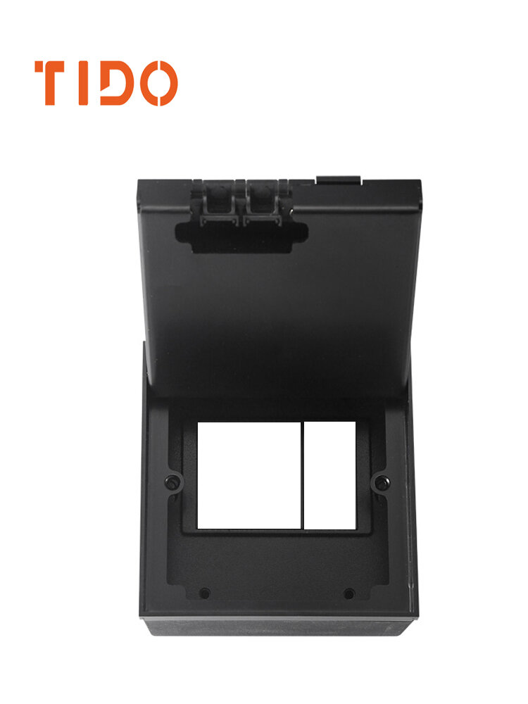 Лючок под розетки встраиваемый в пол ламинат плитку на 3 модуля, металл, сталь, черный