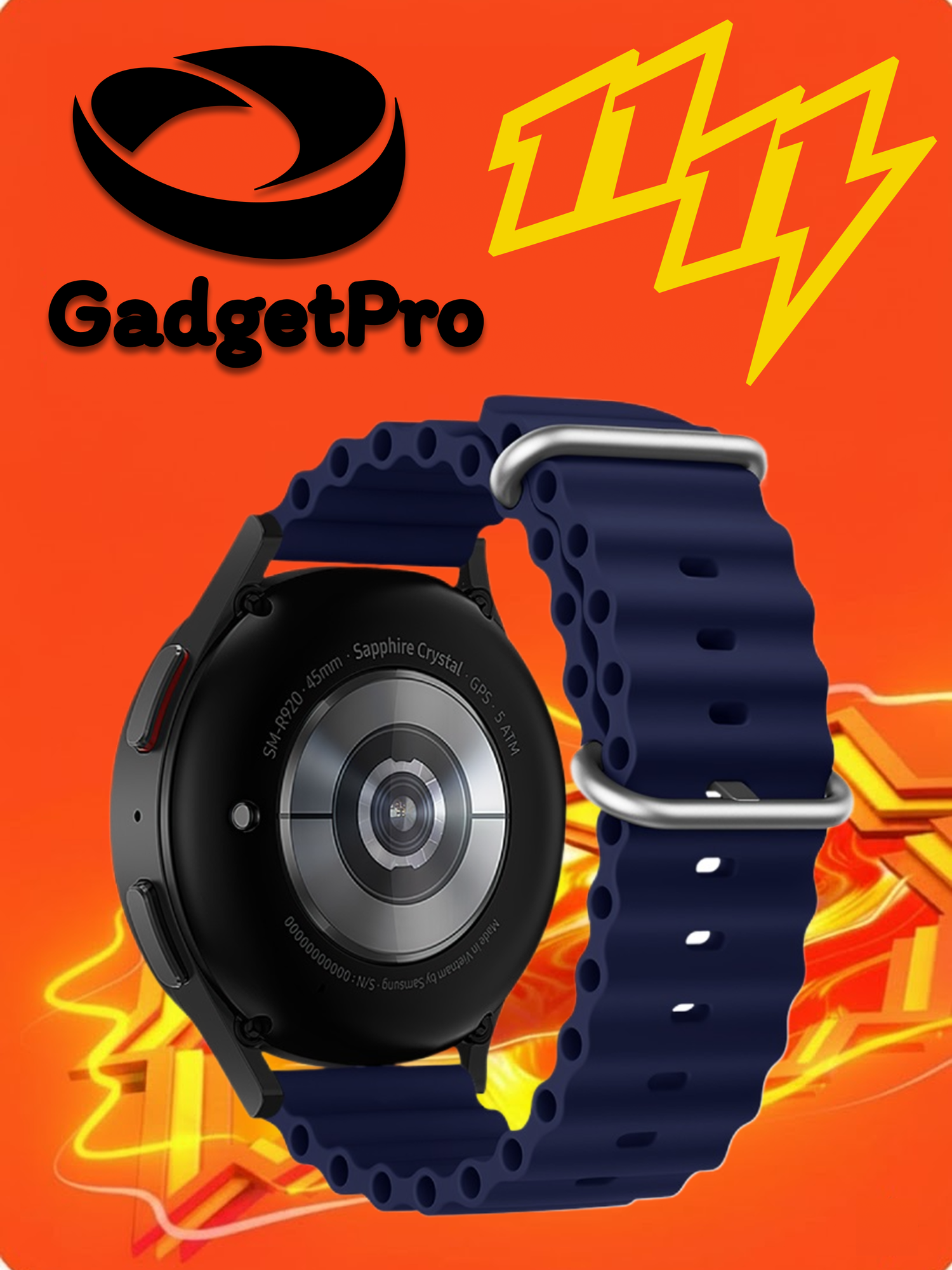 Силиконовый ремешок Hoco WH01 Marine 20 мм, тёмно-синий, двойная застёжка, универсальный